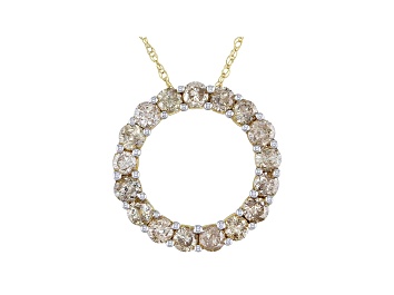 Picture of Candlelight Diamonds™ 10k Yellow Gold Circle Pendant With 18" Rope Chain 1.00ctw