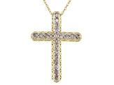 Diamond 10k Yellow Gold Cross Pendant With 18" Rope Chain 0.50ctw