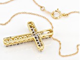 Diamond 10k Yellow Gold Cross Pendant With 18" Rope Chain 0.50ctw