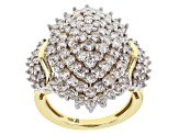 White Diamond 10k Yellow Gold Cluster Ring 3.00ctw