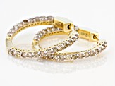 White Diamond 10k Yellow Gold Hoop Earrings 1.00ctw