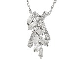 White Diamond 10k White Gold Cluster Pendant With 18" Rope Chain 0.25ctw