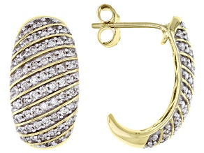 Diamond 10k Yellow Gold J-Hoop Earrings 1.00ctw