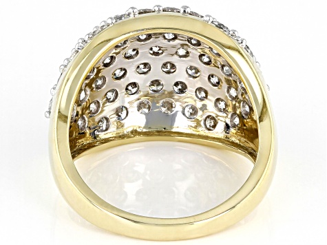 Diamond 10K Yellow Gold Cluster Ring 3.00ctw