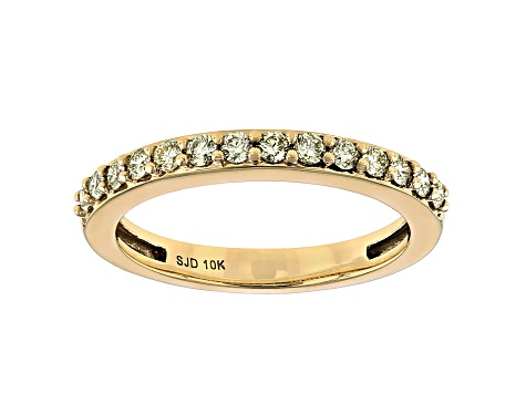 Natural Yellow Diamond 10k Yellow Gold Band Ring 0.25ctw