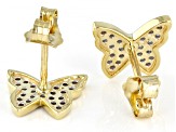 White Diamond 10k Yellow Gold Butterfly Earrings 0.20ctw