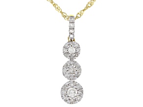 White Diamond 10K Yellow Gold Cluster Pendant With 18 Inch Singapore Chain 0.25ctw