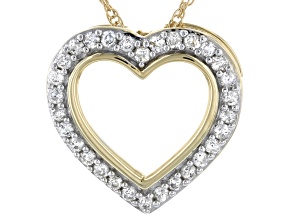 White Diamond 10K Yellow Gold Heart Pendant With Chain 0.20ctw