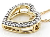 White Diamond 10K Yellow Gold Heart Pendant With Chain 0.20ctw