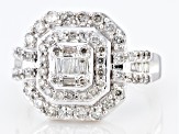 White Diamond 10k White Gold Cluster Ring 1.00ctw
