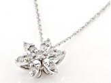 White Diamond 10k White Gold Floral Pendant With 18" Rope Chain 0.25ctw