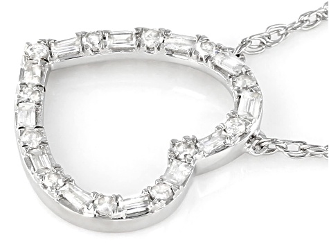 White Diamond 10k White Gold Heart Necklace 0.15ctw