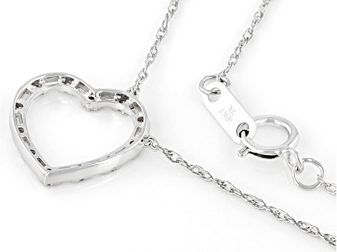 White Diamond 10k White Gold Heart Necklace 0.15ctw