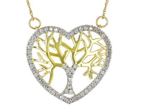 1/4 Ctw Round Diamond Heart Pendant in 10K Yellow Gold with