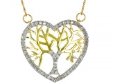 White Diamond 10k Yellow Gold Heart And Tree Necklace 0.25ctw