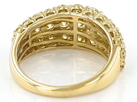 Natural Yellow Diamond 10k Yellow Gold Multi-Row Ring 2.00ctw