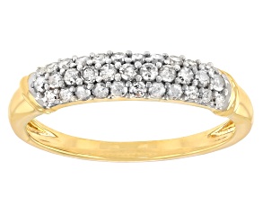 White Diamond 10K Yellow Gold Band Ring 0.35ctw