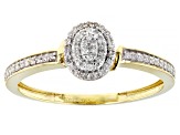 White Diamond 10K Yellow Gold Cluster Ring 0.15ctw