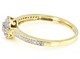 White Diamond 10K Yellow Gold Cluster Ring 0.15ctw