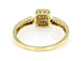 White Diamond 10K Yellow Gold Cluster Ring 0.15ctw