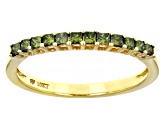 Green Diamond 10k Yellow Gold Band Ring 0.33ctw