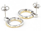 White Diamond 10k Yellow And White Gold Circular Drop Earrings 0.20ctw