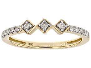 White Diamond 10k Yellow Gold Stackable Band Ring 0.10ctw