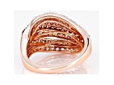 Champagne And White Diamond 10k Rose Gold Multi-Row Ring 1.40ctw