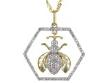 White Diamond 10k Yellow Gold Bee Pendant With 18" Singapore Chain 0.33ctw