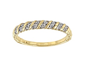 White Diamond 10k Yellow Gold Twisted Band Ring 0.10ctw