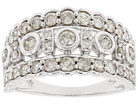 White Diamond 10k White Gold Wide Band Ring 1.25ctw