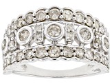 White Diamond 10k White Gold Wide Band Ring 1.25ctw