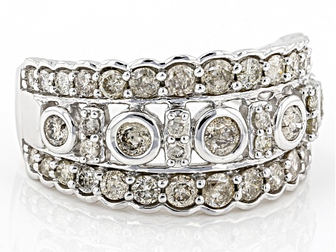 White Diamond 10k White Gold Wide Band Ring 1.25ctw
