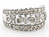 White Diamond 10k White Gold Wide Band Ring 1.25ctw
