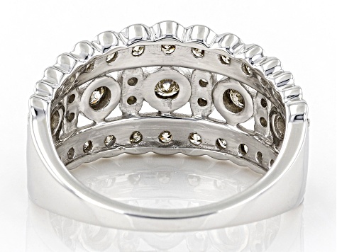 White Diamond 10k White Gold Wide Band Ring 1.25ctw