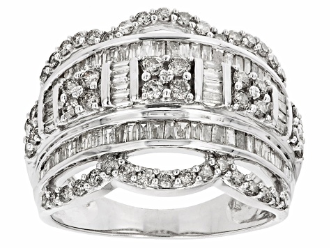 White Diamond 10k White Gold Wide Band Ring 1.50ctw