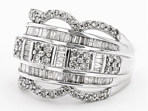 White Diamond 10k White Gold Wide Band Ring 1.50ctw