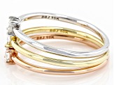 White Diamond 10k White, Yellow & Rose Gold Set Of 3 Stackable Solitaire Rings 0.25ctw