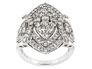 Picture of White Diamond 10k White Gold Cluster Ring 2.00ctw