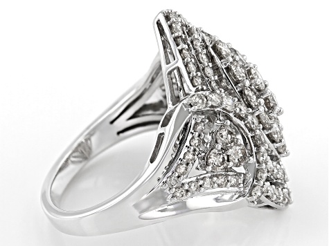 White Diamond 10k White Gold Cluster Ring 2.00ctw