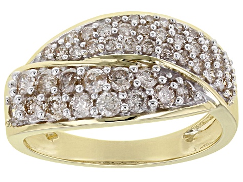 Candlelight Diamonds™ 10k Yellow Gold Crossover Band Ring 1.00ctw