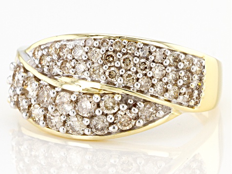 Candlelight Diamonds™ 10k Yellow Gold Crossover Band Ring 1.00ctw