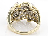 White Diamond 10k Yellow Gold Bypass Cluster Ring 1.50ctw