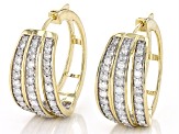 White Diamond 10k Yellow Gold Hoop Earrings 1.50ctw