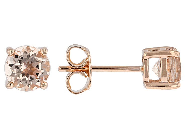 Peach Morganite 10k Rose Gold Stud Earrings 1.45ctw