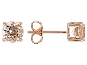 Peach Cor-de-Rosa Morganite 10k Rose Gold Stud Earrings 1.45ctw