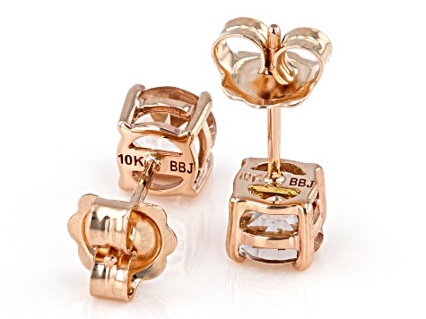Peach Morganite 10k Rose Gold Stud Earrings 1.45ctw