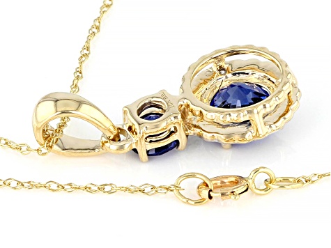 Blue Kyanite 10K Yellow Gold Pendant With Chain 1.27ctw