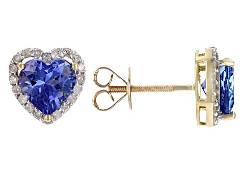 Blue Tanzanite 18k Yellow Gold Stud Earrings 2.35ctw