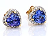 Blue Tanzanite 18k Yellow Gold Stud Earrings 2.35ctw